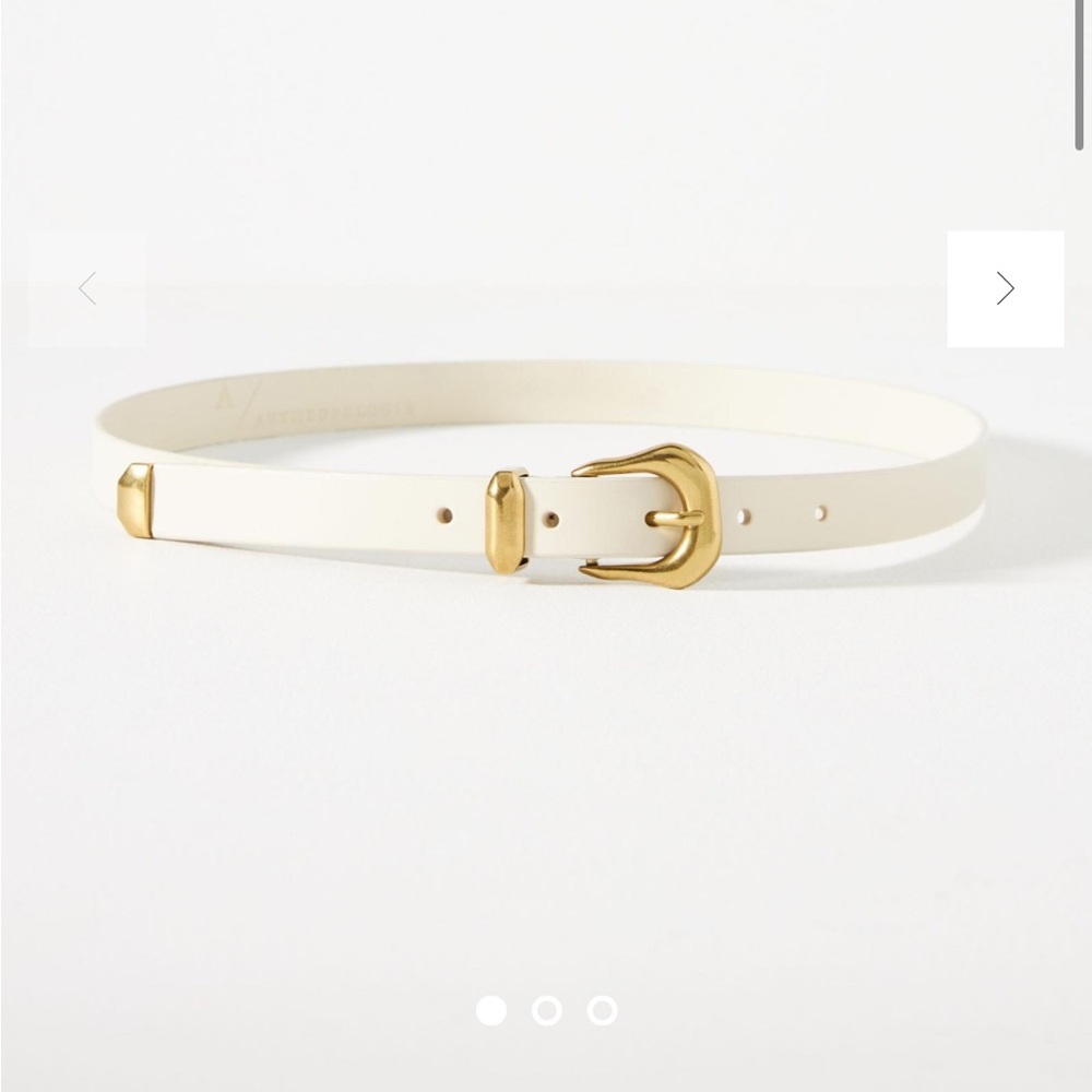 Anthropologie Leather Western Belt - S / Cream